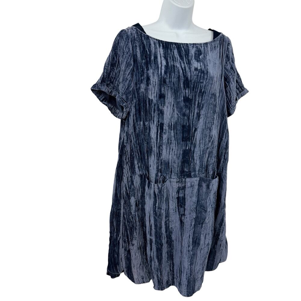 Floreat Crushed Velvet Shift Dress Small Blue Pocket Anthropologie Whimsigoth